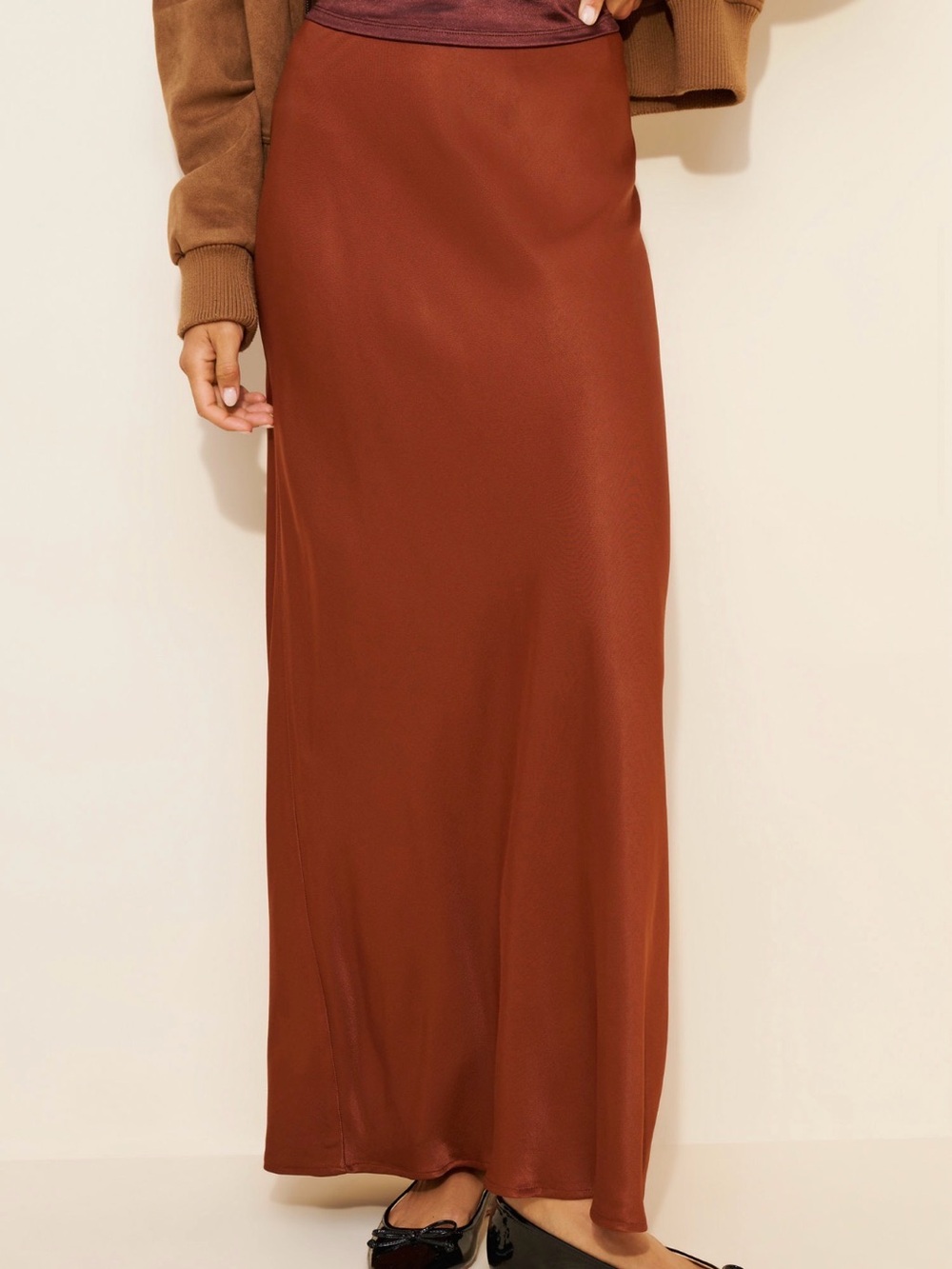 Anthropologie Rust Maxi Slip Skirt
